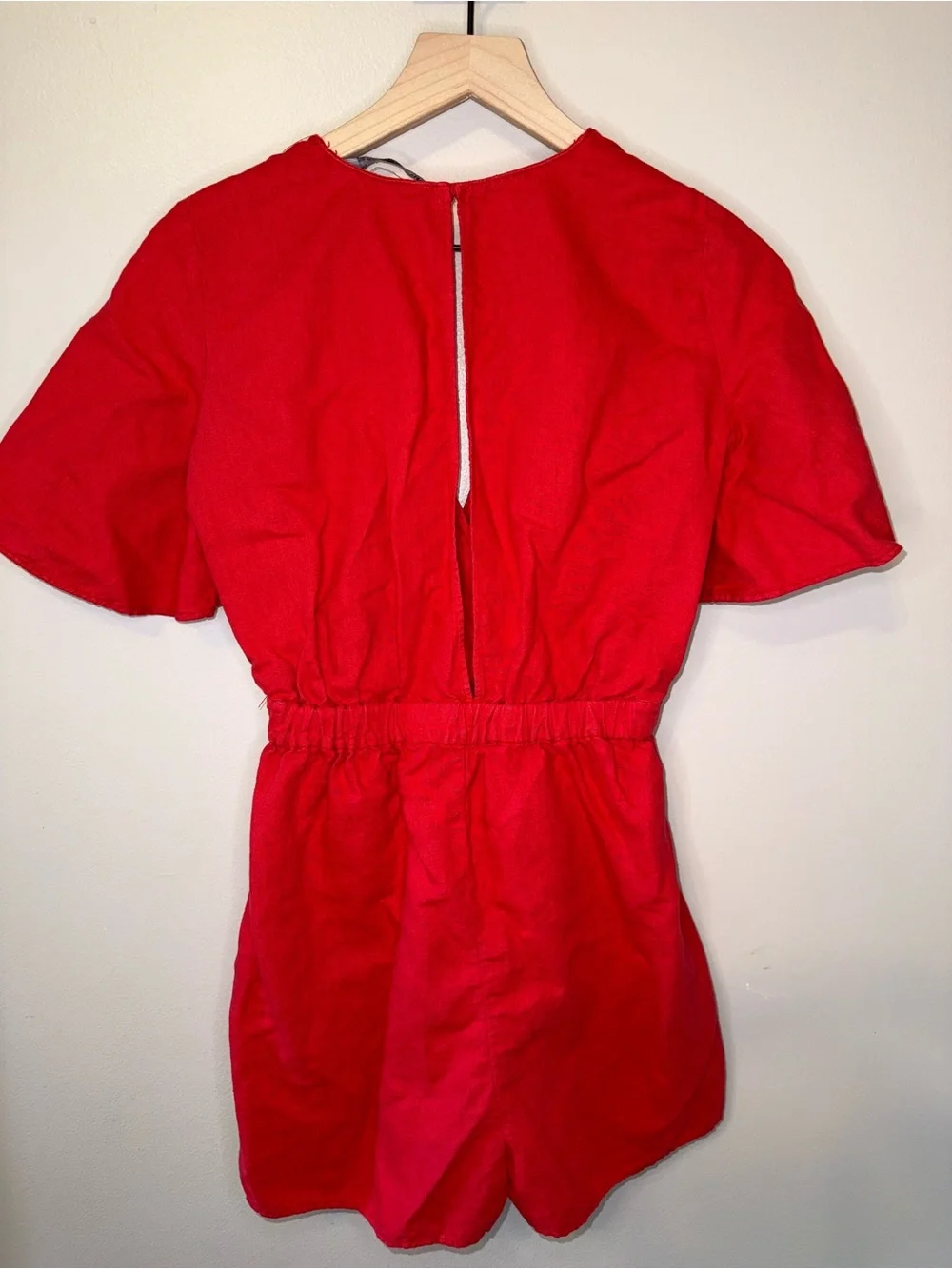 Red Zara Linen Playsuit Size S